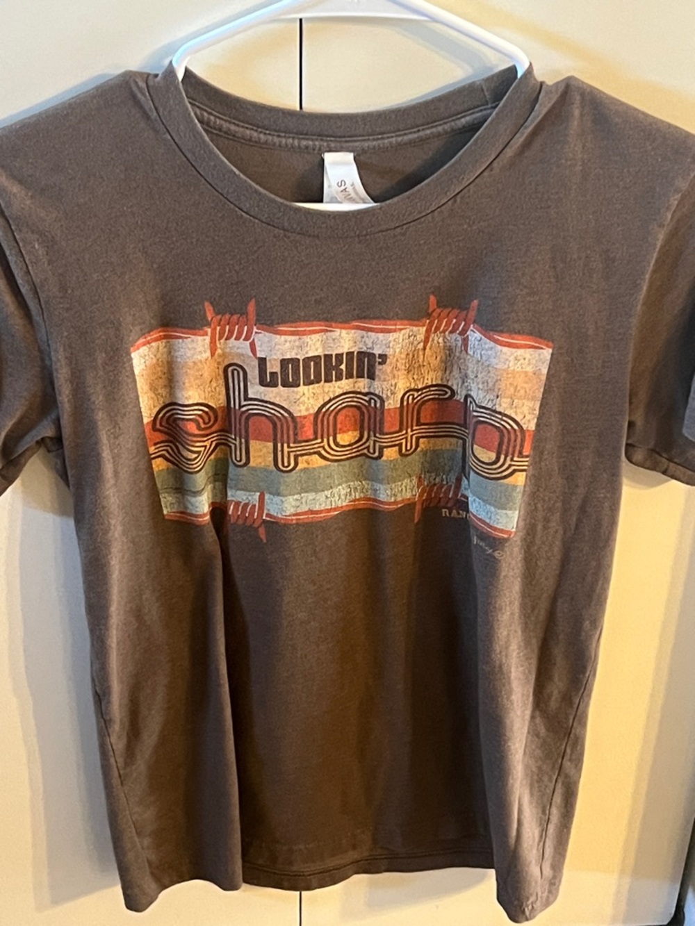 S Canvas western barbed wire Graphic 'Lookin' Sharp' Short Sleeve Tee shirt